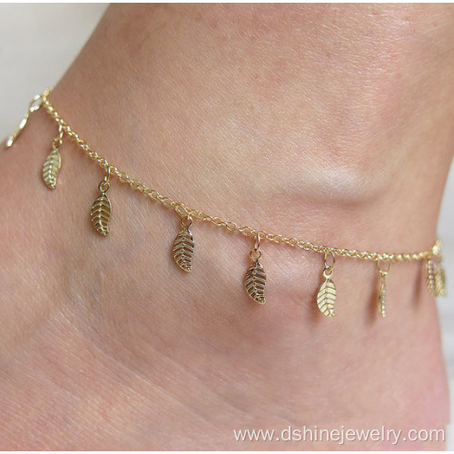 Summer Footlet Temperament Simple Gold Hollow Leaves Anklet Bracelet